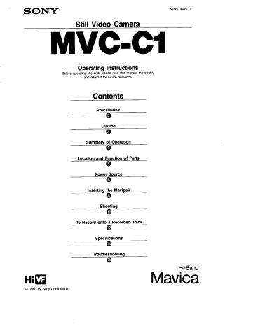 Original manual cover