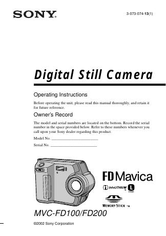Sony FD100 / FD200 operating manual cover